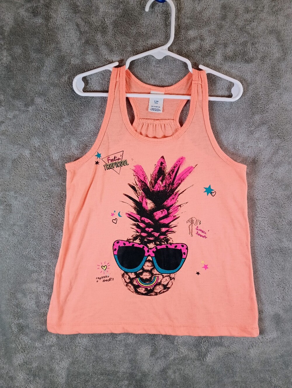 Arizona Girls Peach Colored Pineapple Graphic Tank Top Size 7/8